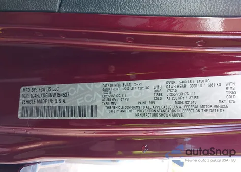 2022 Jeep Wrangler Unlimited Willys 4X4 z USA, uszkodzony, nr VIN 1C4HJXDG4NW154537